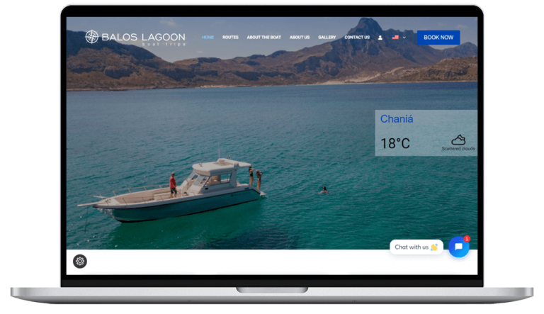 Η συσκευή φορητού υπολογιστή δείχνει την ιστοσελίδα της λιμνοθάλασσας Balos