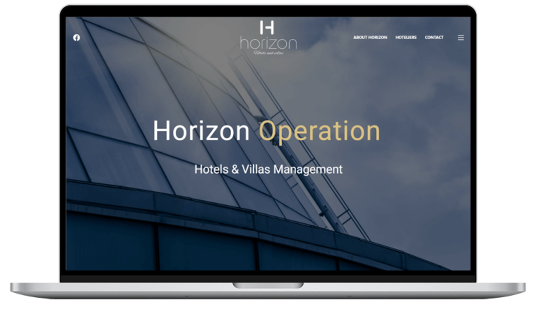 Η συσκευή φορητού υπολογιστή δείχνει την ιστοσελίδα της εταιρείας διαχείρισης Horizons