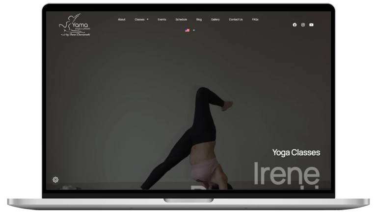 Η συσκευή φορητού υπολογιστή δείχνει την ιστοσελίδα του Yama Yoga Studio