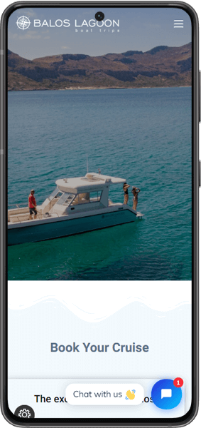 Η κινητή συσκευή εμφανίζει την ιστοσελίδα της λιμνοθάλασσας Μπάλος