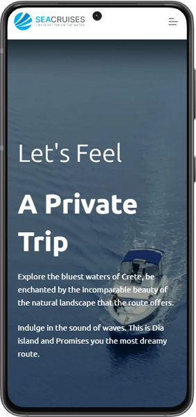 η κινητή συσκευή εμφανίζει την ιστοσελίδα της sea cruises