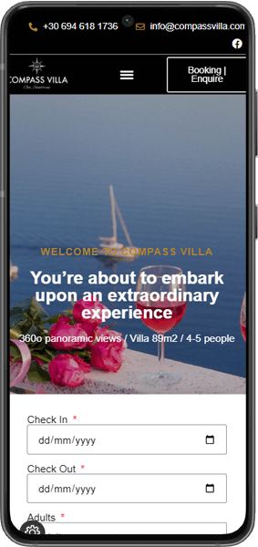 mobile device shows compass villa website website website