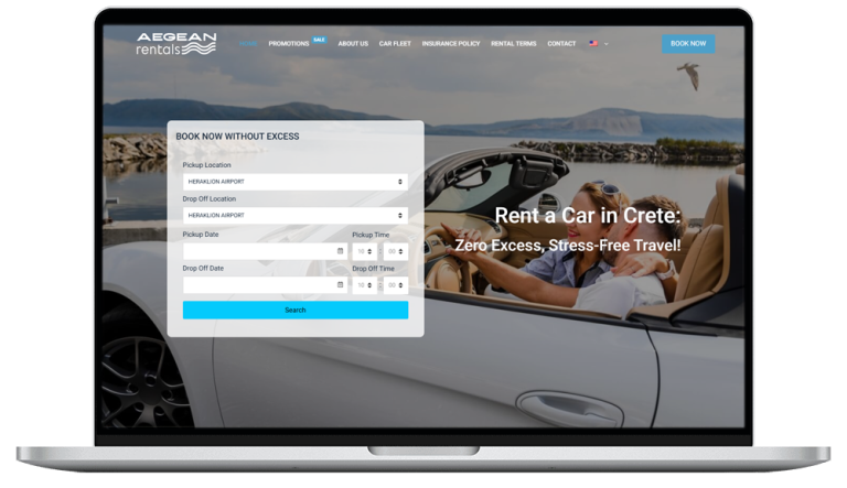 aegean rentals desktop website