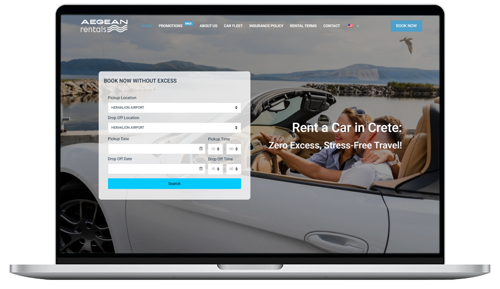 aegean rentals desktop website