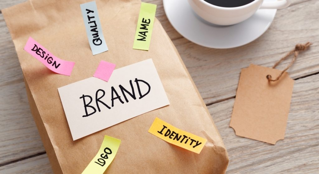 The image shows words like "brabd", "identity", "logo"