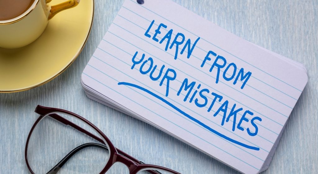 The image has the moto "learn from your mistakes"